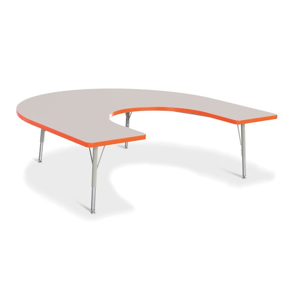 Berries Horseshoe Activity Table, 66 in. x 60 in., E-height, Freckled Gray/Orange/Gray
